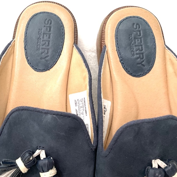 Navy Sperry Seaport Levy Tassel Mule Slides Round Toe Loafer Size 6 - Picture 12 of 15
